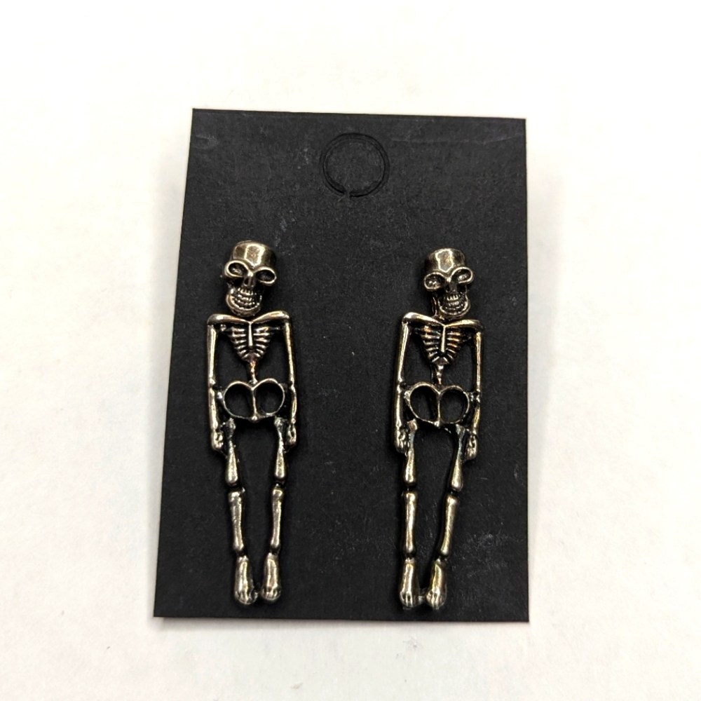 Skeleton And Skull Stud Earrings